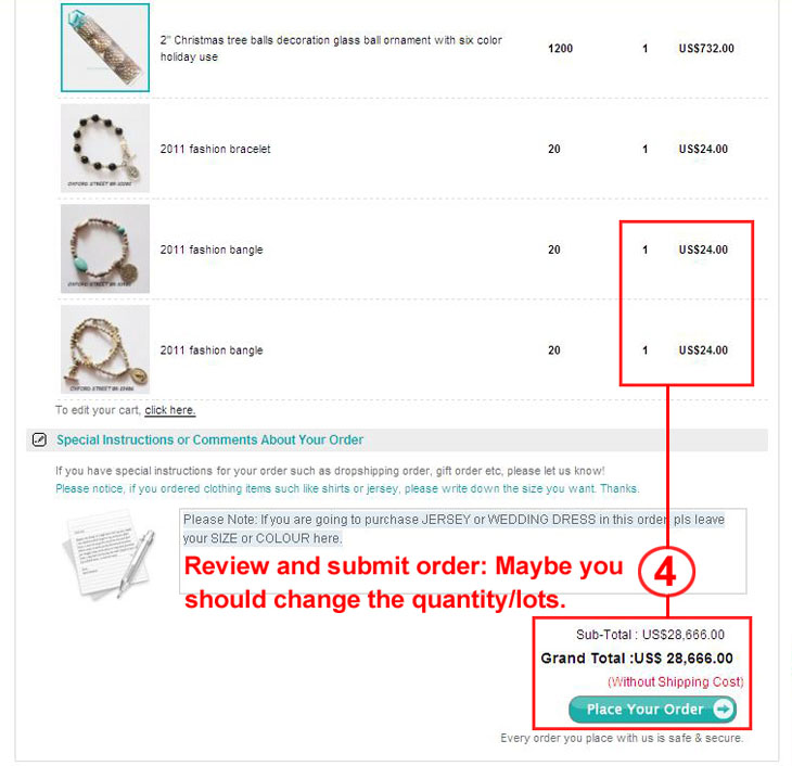 Review and submit order